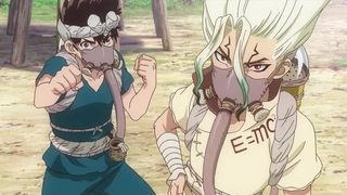 Senku regretted re-inventing the recipe for Baked Beans, necessitating the emergency re-invention of the gas mask to prevent excess intestinal gas emissions from poisoning everyone in the Kingdom of Science.